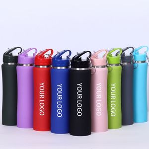 Customized Luxury Portable Gym Sports Flask Vacuum Stainless Steel Insulated Carabiner Water <b>Bottle</b> Straw for Business Gifts - Product Image 1