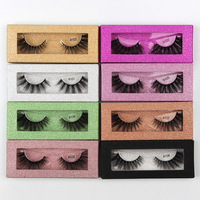 Faux cils épais en fourrure véritable 3D de vison 25 mm, sans cruauté, avec emballage personnalisé et logo de marque, vente en gros