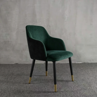 Chaise de salle à manger commerciale en tissu velours bleu, moderne et élégante, avec accoudoirs rembourrés, pour restaurant, hôtel, café, extérieur et salon.