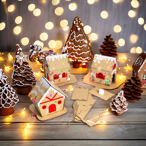 Nhà Giáng Sinh bằng giấy thủ công tự làm mới với đèn trang trí Giáng Sinh cho trẻ em, đồ dùng ngày lễ - Product Image 6