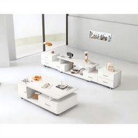 Meuble TV escamotable moderne en verre trempé Table basse Meuble combiné pour le salon