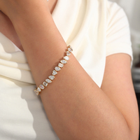 Bracelet en or jaune 18 carats personnalisé avec diamant de laboratoire taille cœur 14,8 carats, design de monture, pour usage quotidien, fêtes, style hip-hop, bijoux pour femmes