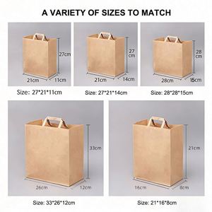 Bolsas Biodegradables Personalizadas para Comida para Llevar de Restaurantes, Bolsas de Papel Kraft Marrón para Entrega de Alimentos y Compras con Asa Plana - Product Image 2