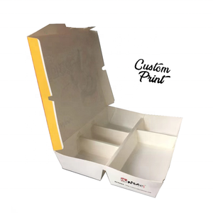 Low Moq Disposable 5 compartments Paper Food Bento Box for Sushi/Rice/Noodle Container