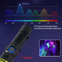 Senter UV Mini 365nm Tipe C USB Isi Ulang Baterai 18650 Detektor Cahaya Hitam Bodi Aluminium Alloy untuk Berkemah