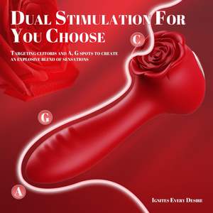 Vibromasseur Rose à 10 Vitesses pour Point G, Plug Anal Vibrant, Œuf Vibrant, Stimulation Clitoridienne, Perle Rotative en Forme de <span class=keywords><strong>Fleur</strong></span> de Rose - Product Image 4