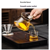 Théière en verre borosilicate résistant à la chaleur avec poignée latérale, théière Gongfu ergonomique anti-brûlure avec filtre en bois, style Zen asiatique, 350 ml
