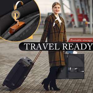 5 Pack 40 Inch Polyester Garment Bag Travel Hanging Suit Storage Bag With Zipper Visible Transparent <b>Window</b> Black - Product Image 3