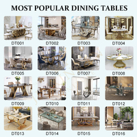 Ensemble Table à Manger Style Nordique Moderne de Luxe, Plateau en Marbre, Piétement en Acier Inoxydable pour 8 Personnes