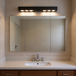 Modern 6-<b>Light</b> LED Bathroom Vanity <b>Light</b> Black Acrylic Surface Mounted Warm White 3500K IP44 - Product Image 2