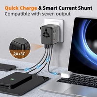 Worldplug PD 45W Adaptador de enchufe internacional eléctrico Enchufe Adaptador de corriente de viaje universal en todo el mundo Cargador con 2AC