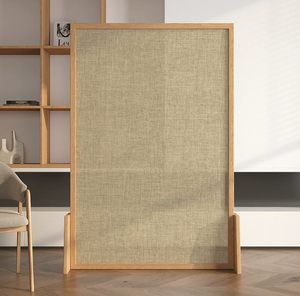 Paravento <span class=keywords><strong>in</strong></span> Lino con Cornice <span class=keywords><strong>in</strong></span> <span class=keywords><strong>Legno</strong></span> Stile Semplice, Adatto per Case, Pensioni, Sale da Tè e Uffici. - Product Image 3