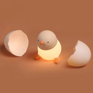 Vente flash Lampe de nuit LED rechargeable en gel de silice en forme de coquille d'œuf en ABS, lumière blanche chaude à intensité variable, lampe de chevet pour chambre d'enfant - Product Image 1