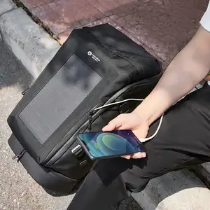 Bolsa de carga solar para exteriores, mochila inteligente con panel solar USB, resistente al agua