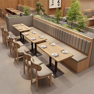 Juego de Mesa y Sillas de Comedor Comercial de Comida Rápida Japonesa Económica con Juego de Sofás Tipo Cabina para Uso en Cafeterías, Hoteles y Restaurantes - Product Image 3