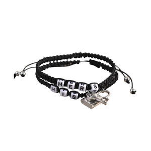 2 Pcs/Set Charm Lock and Key Couple Bracelet Amitié Meilleur Ami BFF Bracelet Set Hers Symbol Pendent Bracelet - Product Image 5