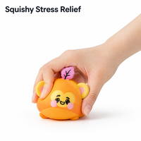 Ensemble de 4 jouets Squishy en peluche, motifs mignons, doux, à récupération lente, texture tissée, décor feuille, animaux Squishy