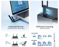 Adaptador WiFi 6 USB AX1800, Dongle WiFi de Doble Banda 2.4G/5G para PC de Escritorio, Receptor de Red Inalámbrica Compatible con Windows 11/10