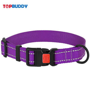 中型および大型犬用の夜間反射糸付きナイロン犬の首輪 - Product Image 3