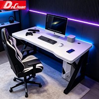 Bureau de jeu ergonomique blanc tendance avec structure en acier renforcé et support en X