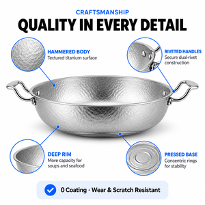 Sartén de Paella Comercial de Titanio, Calidad de Restaurante, Sartén Profunda para Arroz con Mariscos, para Buffet de Hotel y Catering - Product Image 2