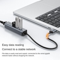 Base de Expansión USB-C con Adaptador Ethernet Tipo C RJ45 5G USB 3.0, Concentrador Convertidor de Tarjeta de Red con Cable de Aleación de Aluminio