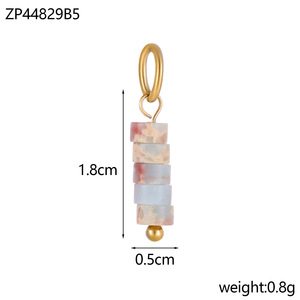 Breloques en pierre Heishi colorées |   Pendentifs en acier inoxydable plaqué or 18K PVD avec pierres précieuses naturelles pour la fabrication de bijoux DIY - Product Image 3