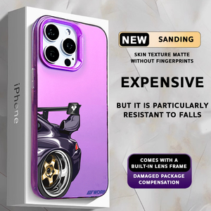 Coque de téléphone TPU pour voiture de sport Purple Drift, peinte aux UV, anti-traces de doigts, protection d'objectif, antichoc, design mat, compatible 17/16/15/14 <span class=keywords><strong>Pro</strong></span> - Product Image 1