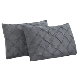 ピンチプリーツグレー枕シャム枕カバー/ケース1800スレッドカウント寝具ピンチ標準サイズ装飾枕シャムセット