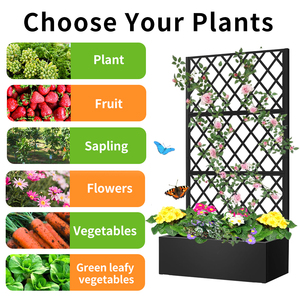 Bac à jardin surélevé en métal avec treillis, écran d'intimité en acier galvanisé, bac à plantes pour plantes grimpantes d'extérieur, légumes, vignes - Product Image 6
