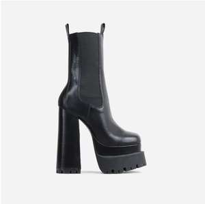 Tacco largo con plateau e suola grossa di alta qualità in stivali da motociclista alla caviglia in <span class=keywords><strong>ecopelle</strong></span> per donne e signore - Product Image 1