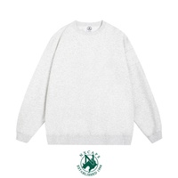 Sweat-shirt à col rond en tissu éponge 330g, couleur unie, imprimé, coupe ample, style américain, personnalisable pour hommes et femmes