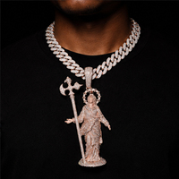 Promotion : Pendentif religieux personnalisé en argent sterling et moissanite, style hip-hop glacé, pour homme, bijoux streetwear et de fête