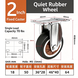 ล้อเลื่อนแบบ Heavy Duty พร้อมเบรกด้านข้าง ขนาด 33*39 มม. แผ่น TPE สีกาแฟ ล้อกันลื่น ลูกปืน ระบบล็อค เงียบ - Product Image 6