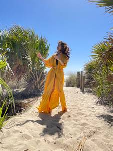 Teint à la main Kimono Robe Jaune Boho Kimono Robe Longue Kimono Robe Surdimensionné Duster Beach Coverup Duster Loungewear Cadeau Pour Elle - Product Image 5