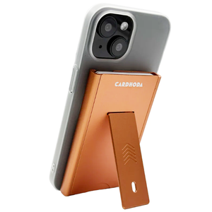 Portefeuille porte-cartes minimaliste Cardhoda avec support pop-up pour téléphone de 6 pouces, en cuir synthétique microfibre orange - Product Image 6