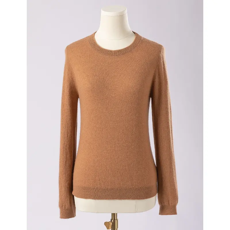 23BC-435 महिलाओं के लिए गोल गर्दन के कपड़े बुनाई के कपड़े, महिलाओं के सूट के लिए साधारण स्वेटर बुना हुआ शीर्ष कश्मीरी स्वेटर
