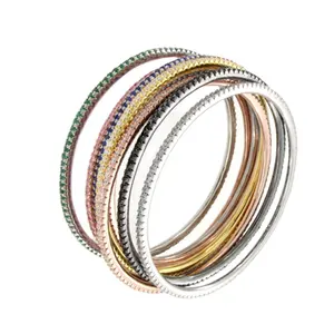 fashion jewelry beautiful 925 pure silver bangle Simple designs plated by rhodium with crystals bangle