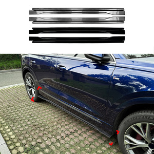 Audi Q8 SQ8 Side Skirt Spoiler Body Kit Piano Black Carbon Fiber Texture ABS 2019+ Cross Border Modification - Product Image 1