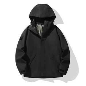 เสื้อพาร์กาผู้ชายกันน้ำพร้อมฮู้ดถอดได้และซับในขนสัตว์สีเงินสำหรับใช้งานกลางแจ้ง - Product Image 1