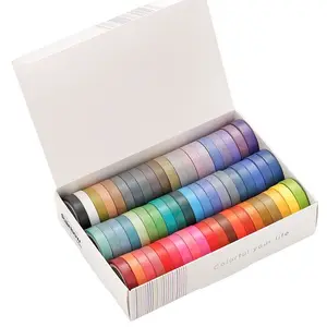 纯色基本彩虹瓦希胶带套装60色瓦希胶带vs遮蔽胶带