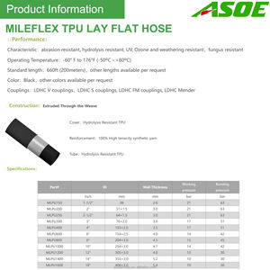 Tuyau d'arrosage plat Asoe sur mesure, tuyau en PU de 8 pouces pour l'irrigation agricole et l'alimentation en fumier - Product Image 6