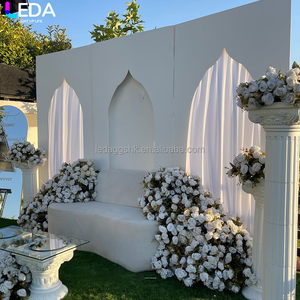 ฉากหลังงานแต่งงานหรูหราทันสมัย LEDA สีขาวอะคริลิค ทรงโค้งแหลมสไตล์อินเดีย - Product Image 4