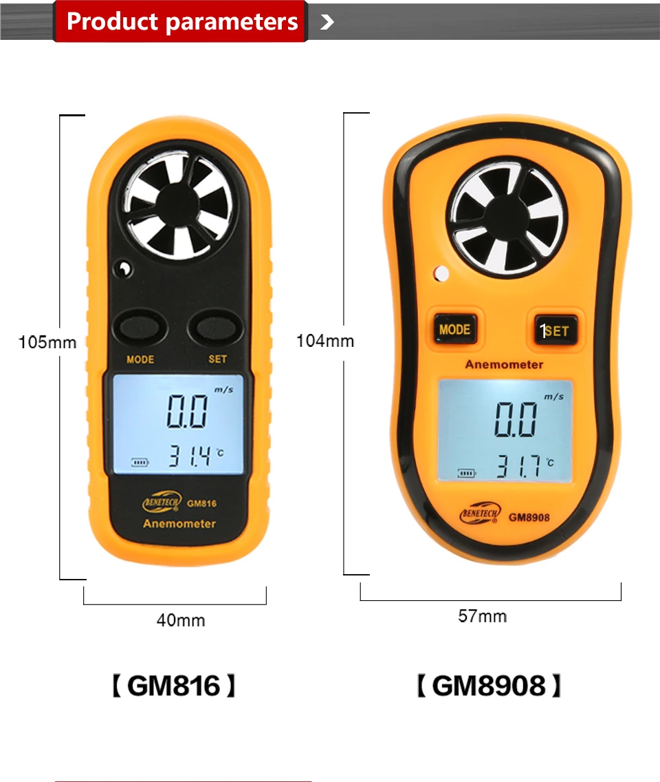 BENETECH GM816 0-30m/s LCD Hand-held Measure tool Windmeter Wind Digital Handheld Anemometer