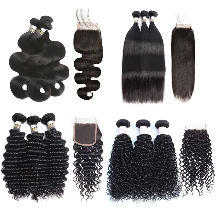 Wholesale Vendors Human Hair Weave Bundles With Lace Frontals Closure Raw Mink Brazilian Cuticle Aligned Hair Bundle