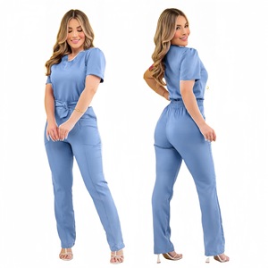 HZMNOI Women Scrub Sets V-<b>Neck</b> Moisture Wicking Workwear For Medical Dental Beauty Salons Size S XXL - Product Image 4