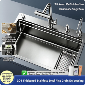 Fregadero de Cocina de Acero Inoxidable Resistente, Equipado con un Lavabo Profundo y un Diseño de Drenaje Antiobstrucción, Adecuado para Cocinar en Casa - Product Image 2