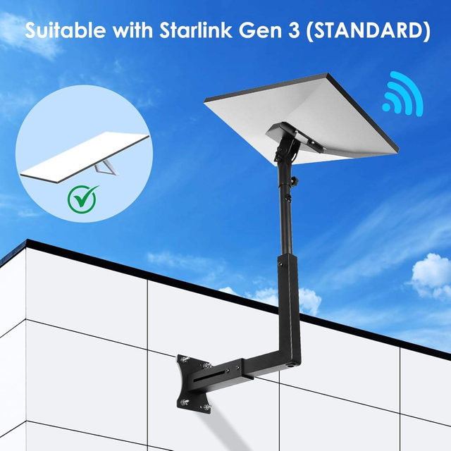 Adjustable Starlink Wall Mount Heavy Duty Weatherproof Carbon Steel Dish Bracket Enhanced Signal Reception Easy Installation