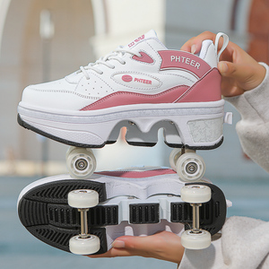 <span class=keywords><strong>Scarpe</strong></span> <span class=keywords><strong>con</strong></span> Rotelle a 4 Ruote Sicure e Resistenti per Ragazzi e Ragazze, Sneakers alla Moda <span class=keywords><strong>con</strong></span> Ruote, <span class=keywords><strong>Scarpe</strong></span> Casual Bivalenti per Pattinaggio - Product Image 6