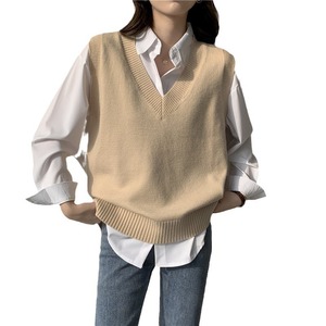 <span class=keywords><strong>Pull</strong></span> <span class=keywords><strong>sans</strong></span> manches en tricot à col en V, style décontracté et polyvalent, style coréen, nouveau style printemps-automne 2025, pour femmes - Product Image 5